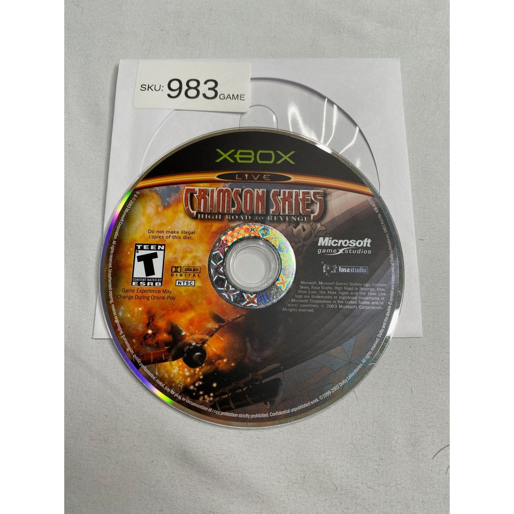 Crimson Skies High Road to Revenge Microsoft Xbox